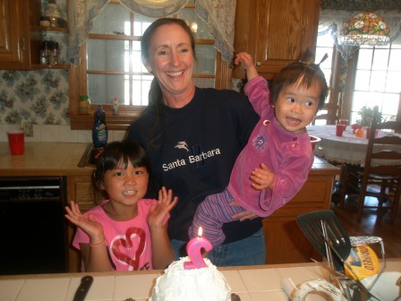 Karis, Kasen and Mommy with the birthday cake